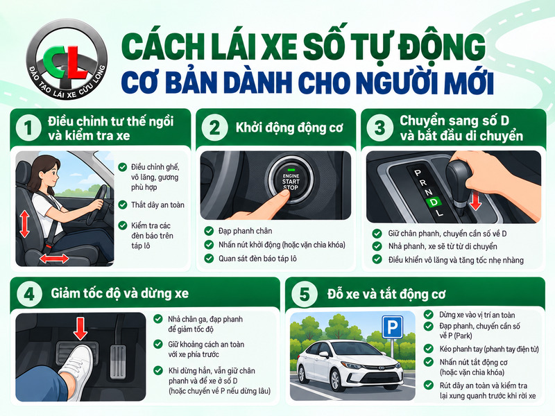 cách lái xe số tự động