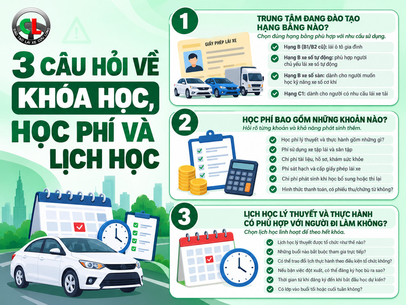 chọn trung tâm học lái xe