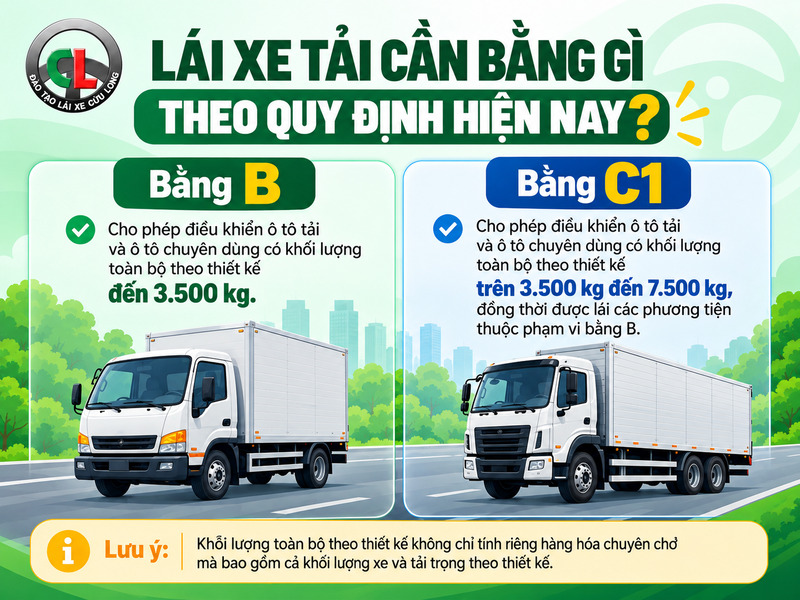 lái xe tải cần bằng gì